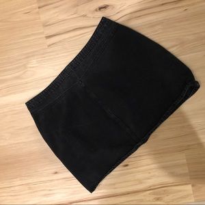 Mini black denim skirt